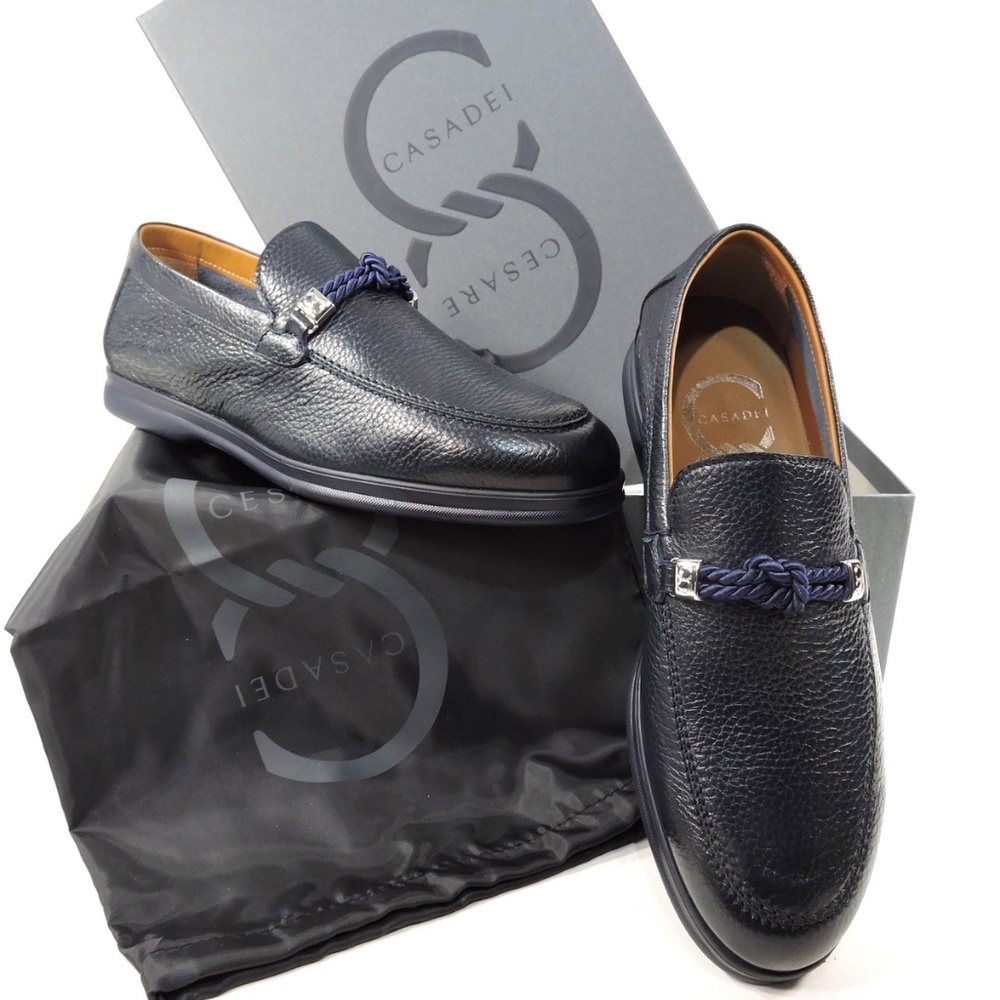 CASADEI 🇮🇹 MEN'S BLACK SOFT LEATHER COMFORT LOAFERS - Picture 8 of 8